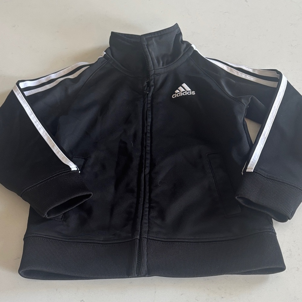 Adidas Black Jacket with White Accents size 24 months.